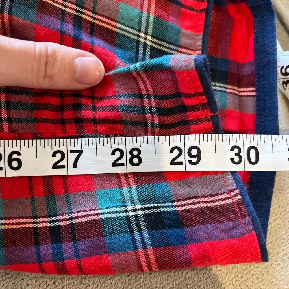 Victoria’s Secret Long Sleeve Pajama Top & Plaid Pajama Pants Medium Navy Red